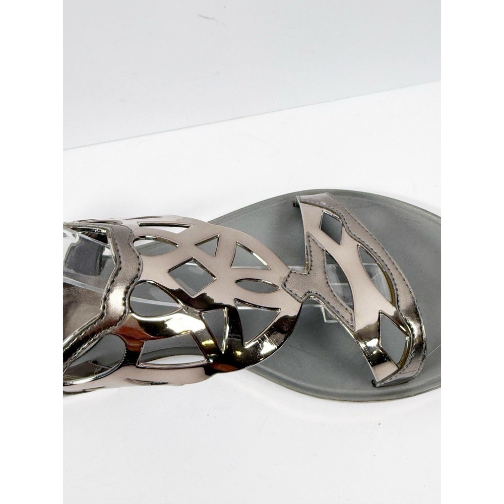 Stuart Weitzman Gelfisher Graphite Jelly Sandal Size 7 Metallic Silver Comfort - Picture 13 of 16